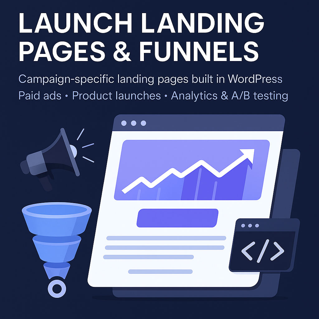Campaign launch landing pages and funnels built in WordPress